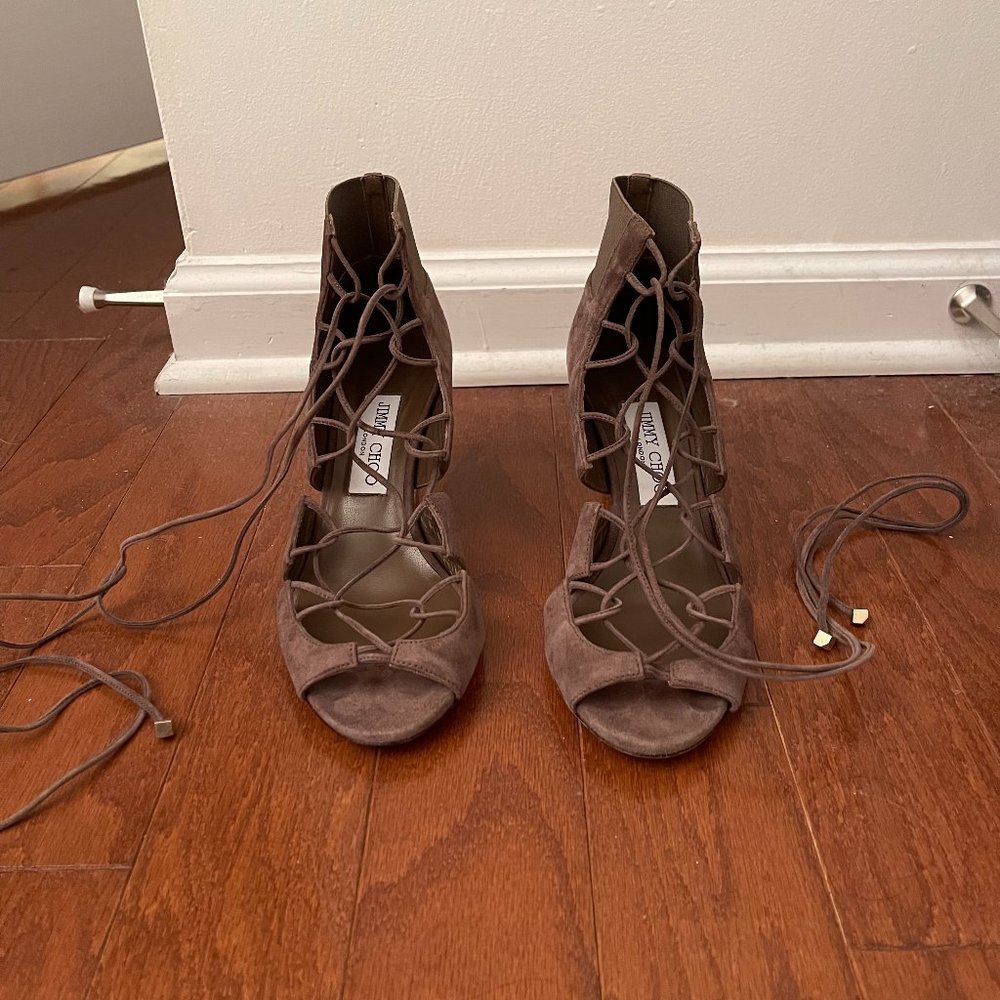 Jimmy Choo brown lace up heels - size Euro 37